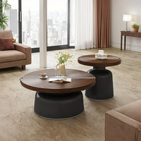 Ensemble de tables basses modernes de luxe léger avec plateau en bois créatif pour salon, idéal pour petits appartements et appartements de présentation