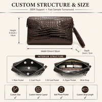 Pochette en cuir véritable personnalisée, sac à main de luxe en cuir, portefeuille d'affaires pour hommes, vente en gros, fabricant OEM ODM