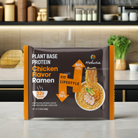 Ramen instantáneo con sabor a pollo de alta proteína Fideos a base de soja bajos en azúcar y sodio empaquetados en una bolsa