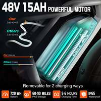 Vélo électrique de montagne rétro à suspension intégrale avec pneus larges de 20 pouces, batterie au lithium 48V 250W, entrepôt UE, directement de l'usine