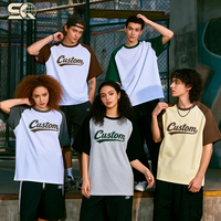 Kaos Raglan Retro Ukuran Besar Unisex dengan Logo Bordir Kustom |   Rajutan Katun Murni 220GSM Merah/Abu-abu |   Pabrik OEM Grosir Langsung