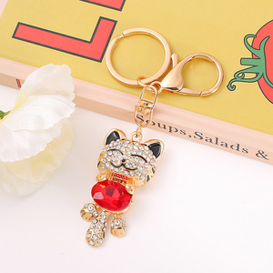 Personnalité prix usine Fortune dieu chat pierre précieuse cristaux <span class=keywords><strong>Swarovski</strong></span> métal abondance animal chat porte-clés positif porte-clés - Product Image 5