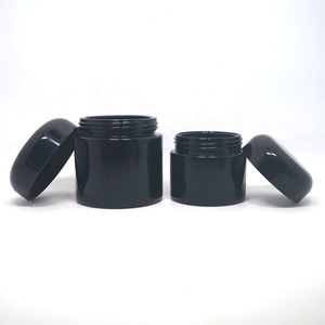 Vente en gros de pots en verre cosmétiques ronds noirs uniques avec couvercles en plastique, emballages personnalisés de luxe pour beurre corporel, 1 oz, 2 oz, 120 ml, 250 ml, 500 ml - Product Image 3