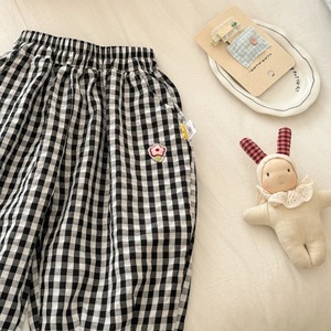 TongXingYuan Girls Plaid <b>Balloon</b> Pants Cotton Elastic Waist Casual Lantern Pants For Kids - Product Image 3