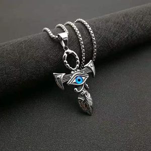 Men's Stainless Steel Cross <b>Necklace</b> With Horus Eye Pendant Gift Jewelry DZ801 - Product Image 4