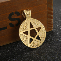 Pendentif étoile à cinq branches Hip Hop pour hommes, en acier inoxydable plaqué or 18 carats, design créatif ajouré