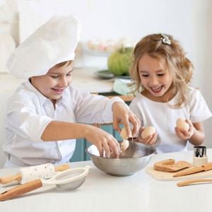 Toddler Little Chefs <b>Tools</b> 10 Pieces Real Cooking Baking Wooden Kids Kitchen Safe Knife <b>Set</b> - Product Image 2