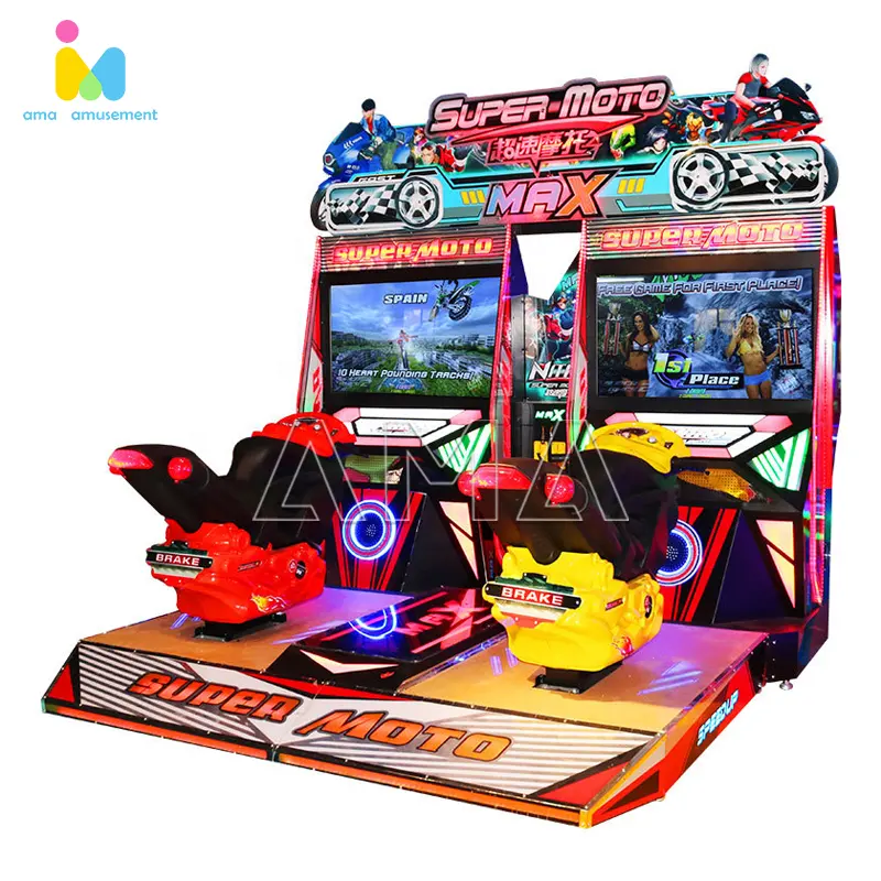 Pretpark 2 Spelers Elektronische Videogames Motorfiets Video Arcade Game Console Motorfiets Rijden Racen Super Fiets