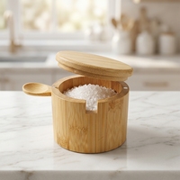 Support de rangement de comptoir à un niveau pour pots à épices en bambou avec couvercles, organisateur de cuisine, personnalisable avec logo et taille OEM