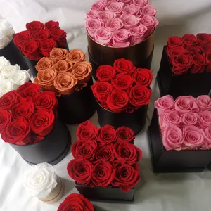 Anpassen Großhandel Everlasting Rose Immortal Geschenk box Real Stabil ized Eternal Forever Dekorative Blume Konservierte Rosen in Box