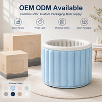 Baignoire isolante pour bébé avec corps rond en PVC pliable et drain latéral bas pour un rangement compact à la maison, Marque privée