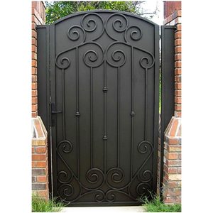Portail battant traditionnel Qifan en fer noir avec motif festonné décoratif pour usage extérieur - Product Image 5