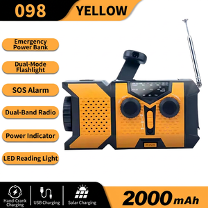 Radio AM FM portable à énergie solaire avec lampe de poche, chargeur USB, batterie rechargeable 2001-3000mAh, radio d'urgence - Product Image 3