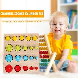 Giocattoli Montessori per Bambini, Set di Cilindri Colorati <span class=keywords><strong>in</strong></span> <span class=keywords><strong>Legno</strong></span> di Faggio, <span class=keywords><strong>Blocchi</strong></span> Multicolore per l'Apprendimento Precoce della Matematica - Product Image 1