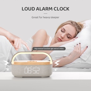 Multi Function Wireless Charging Speaker <b>Clock</b> Alarm Boombox <b>Led</b> Light 360 Stereo Music Player with FM Radio - Product Image 4