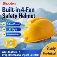 Casque de sécurité ABS Dolnesrn AQM 4 avec 4 ventilateurs de refroidissement, lampe frontale LED et batterie rechargeable – Vente en gros usine