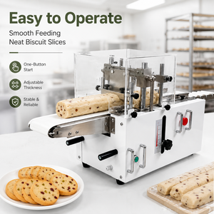 Industrial Cookie Dough Cutting <b>Machine</b> Uniform <b>Biscuit</b> Slicer for Cranberry Nut Shortbread Cookies - Product Image 4