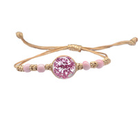 Bracelet à breloques en fleurs séchées vintage, souvenir, dentelle, vraies fleurs, style forêt, cadeau unisexe, fait main, motif
