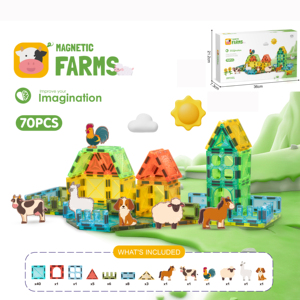 Set di <span class=keywords><strong>Piastrelle</strong></span> Magnetiche a Tema Fattoria, Blocchi Magnetici 3D Trasparenti con Figure di Animali, Regalo Educativo STEM e per il Gioco Creativo - Product Image 6