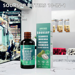 Gouttes liquides orales de corossol amer, algues marines, <span class=keywords><strong>moringa</strong></span>, curcuma, huile de nigelle, origan, ashwagandha, complément alimentaire pour le soutien immunitaire - Product Image 2