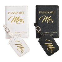En stock design populaire porte-passeport en cuir PU jeu d'étiquettes à bagages avec fente pour carte de crédit accessoires de voyage portables