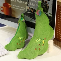 Coussin en peluche en forme de gousse de pois avec fermeture éclair, doux et rembourré, avec poupée de coléoptère mignonne amovible en forme de pois chiche, idéal pour un cadeau