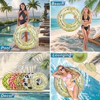 Bouée de piscine gonflable scintillante avec confettis, bouée de natation robuste pour enfants et adultes, motif cactus pailleté