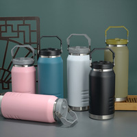 Nouvelle grande capacité 1200 1600ml 50oz bouteille d'eau à large bouche avec couvercle de paille Flip bouilloire extérieure seau à glace gobelet cruche personnalisée