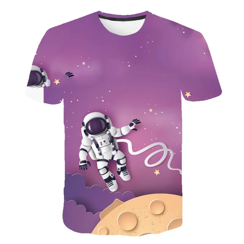 Cartoon Galaxy t-shirt Planet Astronaut Designer Kids t-shirt personalizzata personalizzata ragazzi ragazze bambini manica corta top all'ingrosso