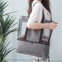 Sac fourre-tout de plage avec poche pour pique-nique, sac à main de séparation sec et humide en maille, usine Oem/Odm, bon marché