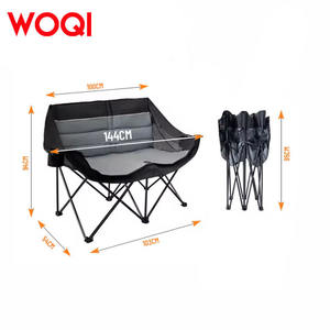 Fauteuil de camping double pliable Woqi, pour extérieur et jardin, portable, avec structure en aluminium et tissu Oxford noir - Product Image 3