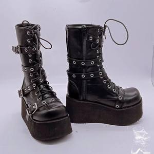 <span class=keywords><strong>Botas</strong></span> con hebilla <span class=keywords><strong>de</strong></span> cinturón Punk para <span class=keywords><strong>mujer</strong></span>, botines Con parte inferior gruesa lateral, Comercio Exterior, talla grande - Product Image 3