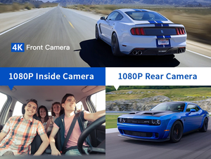 4K 3 Camera Dash Cam 4K + 1080P + 1080P Phía Trước Và Bên Trong Wifi GPS Xe Hộp Đen Điều Khiển Ghi Âm Cho Taxi Xe DVR Phía Sau Máy Ảnh - Product Image 4