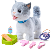 Tumama Jouet pour enfants, animaux de compagnie à faire semblant de jouer, chat qui marche avec laisse télécommandée, chat en peluche électronique qui miaule pour les filles de 3 ans et plus