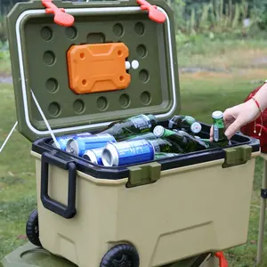 4 In 1 Mini Small Large Low Price Custom Outdoor Camping Car Hard Chest Cool Insulated Portable Ice Cooler Box With Wheel Roll