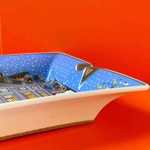 <b>Present</b> Sets Square Ashtray With Building Pattern Luxury Ceramic Decorative Tray Gifts Set for Home and Office Tabletop Decor - Product Image 4