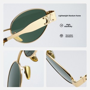 Gafas de Sol GM <span class=keywords><strong>Lisa</strong></span> Style Unisex de Alta Gama, Estilo Old Money, Montura Completa de Metal Ovalada, Protección UV400, 40235 Board Feet - Product Image 4
