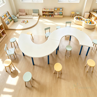 Table d'enfants Chiquitos Arc Splicing Crescent Curve, table de jeu demi-lune pour maternelle, mobilier de salle de classe pour garderie
