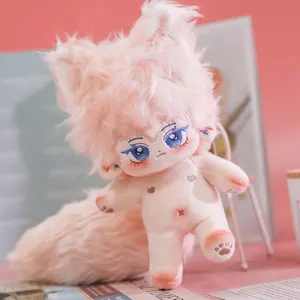 Kawaii Plush Cotton Doll Idol Stuffed Super Star Figure Dolls No Attribute Fat Body Pink Fox Ears Doll Can Change Clothes Gift