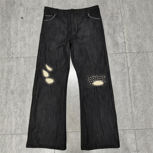 Manufacturer Custom Faded Wash Print Denim Pants Straight Baggy Denim Jeans Wash Patch Men Trousers - Product Image 1