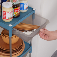 Chariot de rangement mobile en plastique à trois niveaux pour espaces étroits, conception empilable pour salle de bain, cuisine, armoire