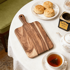 Planche à découper rectangulaire en bois d'acacia avec poignée, épaisseur 1,5 cm, <span class=keywords><strong>plateau</strong></span> de service pour fromages, <span class=keywords><strong>charcuterie</strong></span>, fruits, planche décorative - Product Image 3