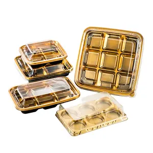 1303 9 Grids Disposable PET/PS Sushi Togo Box Square To Go Platter Japanese Plastic Sushi Tray With Lid Chocolate Candy Box