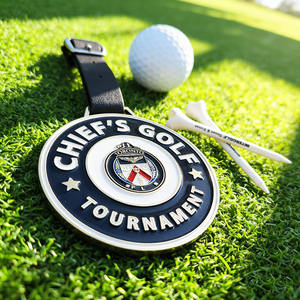 ป้ายชื่อกอล์ฟโลโก้แบบกำหนดเอง ป้ายโลหะติดกระเป๋าสำหรับสมาชิกสโ<span class=keywords><strong>ม</strong></span>สรกอล์ฟ อุปกรณ์เสริมกอล์ฟ - Product Image 1