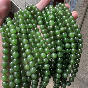 Cuentas Redondas de <span class=keywords><strong>Jaspe</strong></span> <span class=keywords><strong>Verde</strong></span> Nefrita Natural al por Mayor de 6mm, 8mm, 10mm, 12mm, Accesorios para la Fabricación de Joyas DIY - Product Image 1