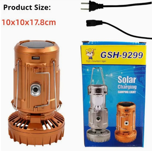 Nouvelle lanterne de camping d'urgence 2026 avec ventilateur |   Lampe étanche rechargeable solaire et USB pour les pannes de courant - Product Image 1