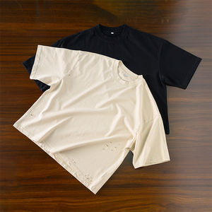 TKAN 58 Camiseta de cuello redondo de gran tamaño para hombre personalizada 100% algodón de alta calidad tela de punto de peso pesado ropa de calle del fabricante - Product Image 1