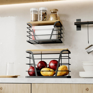 Wall Mounted Storage <b>Basket</b> Set 2 Tier <b>Large</b> Capacity For Kitchen Fruit Food Organization - Product Image 1