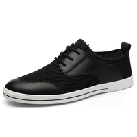 Chaussures de skate pour hommes en toile et maille respirante, basses, à lacets, plates, style rétro, faites à la main, ajourées avec trous d'aération