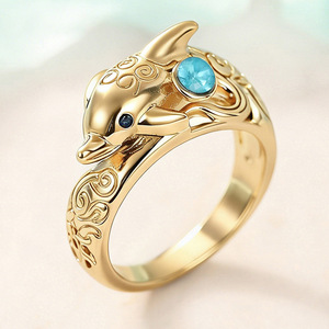Anello con motivo a nuvola di delfini per donna, gioiello da dito alla moda in stile oceano - Product Image 5
